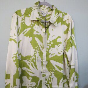 Rachel Zoe Lime and White Floral Button Down Shirt